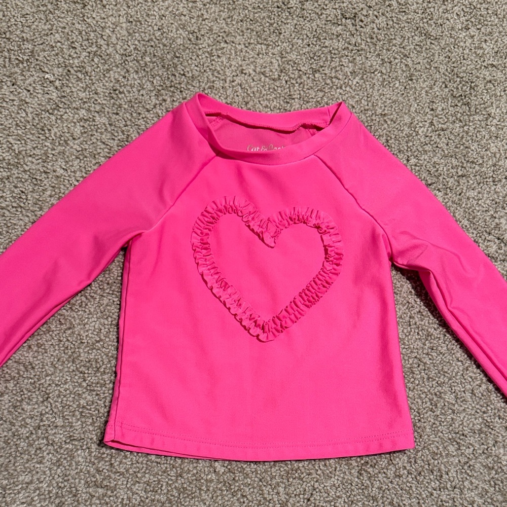 Cat & Jack Pink Kids Rashguard with Heart Design